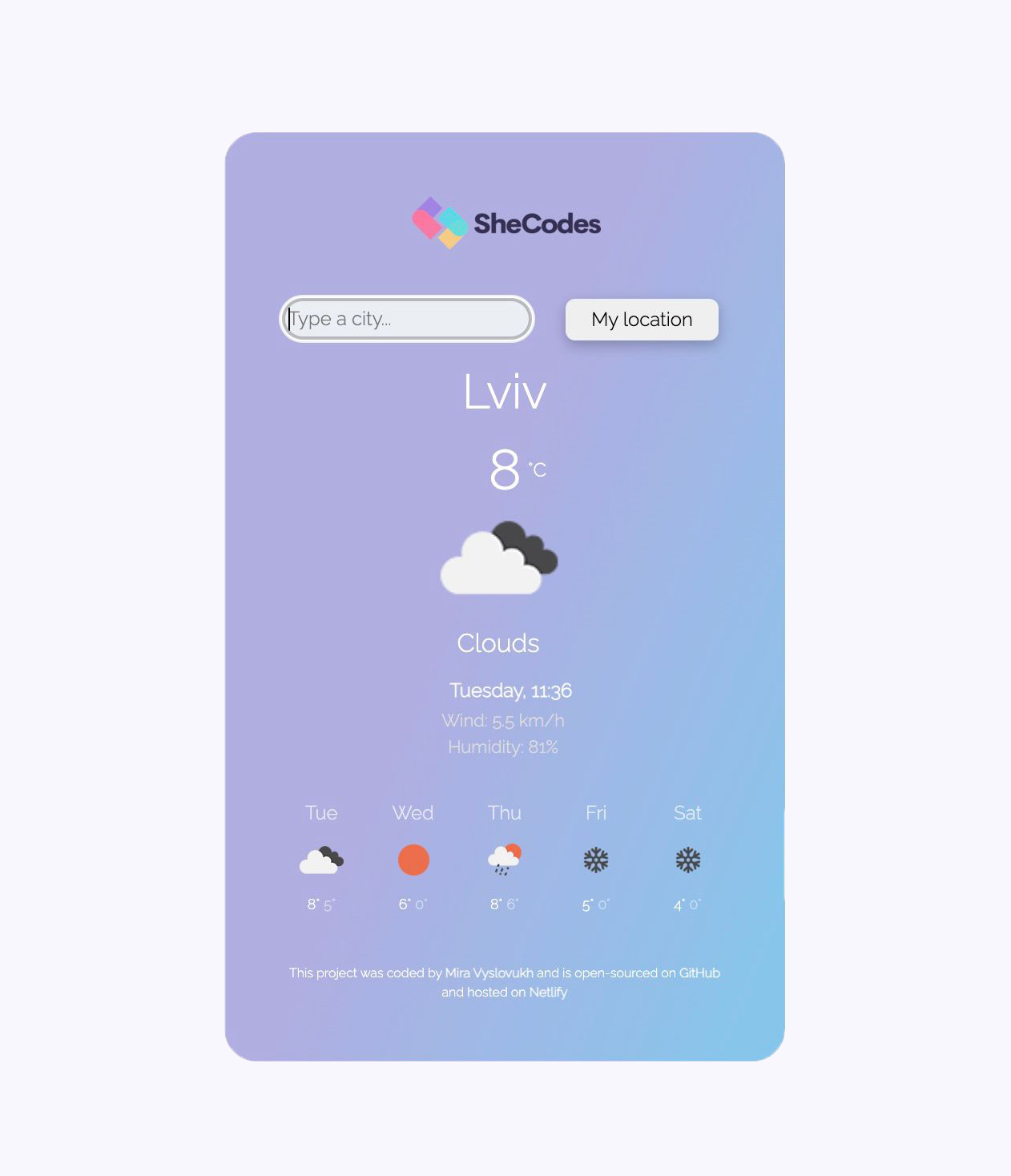 Weather app preview